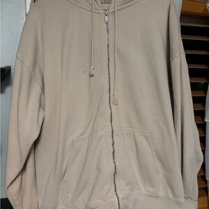 Brandy Melville Cream Zip-Up Hoodie